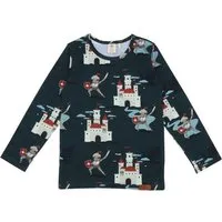 Walkiddy Kinder Langarmshirt GOTS zertifiziert, Bio-Baumwolle, dunkelgrün, Tiermuster, weich & elastisch – Walkiddy – Produktbild 1 von 1