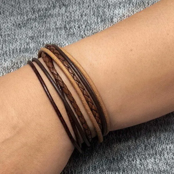 Simaru Simaru Echtleder- /Wickelarmband für Damen & Herren mit Magnetverschluss, Hellbraun, – Produktbild 5 von 5