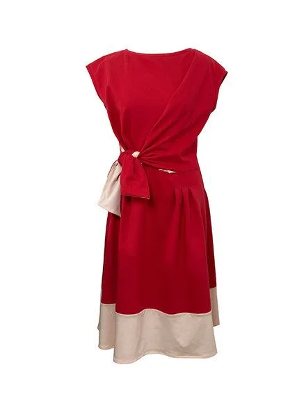 Skrabak Skrabak Jerseykleid Anna aus Bio-Baumwolle mit Borte, Rot, – Produktbild 2 von 3