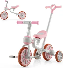 COSTWAY Costway 4 in 1 Kinder Dreirad & Laufrad & Balance Bike & Schiebeauto mit verstellbarem Schiebegriff – Produktbild 1 von 1