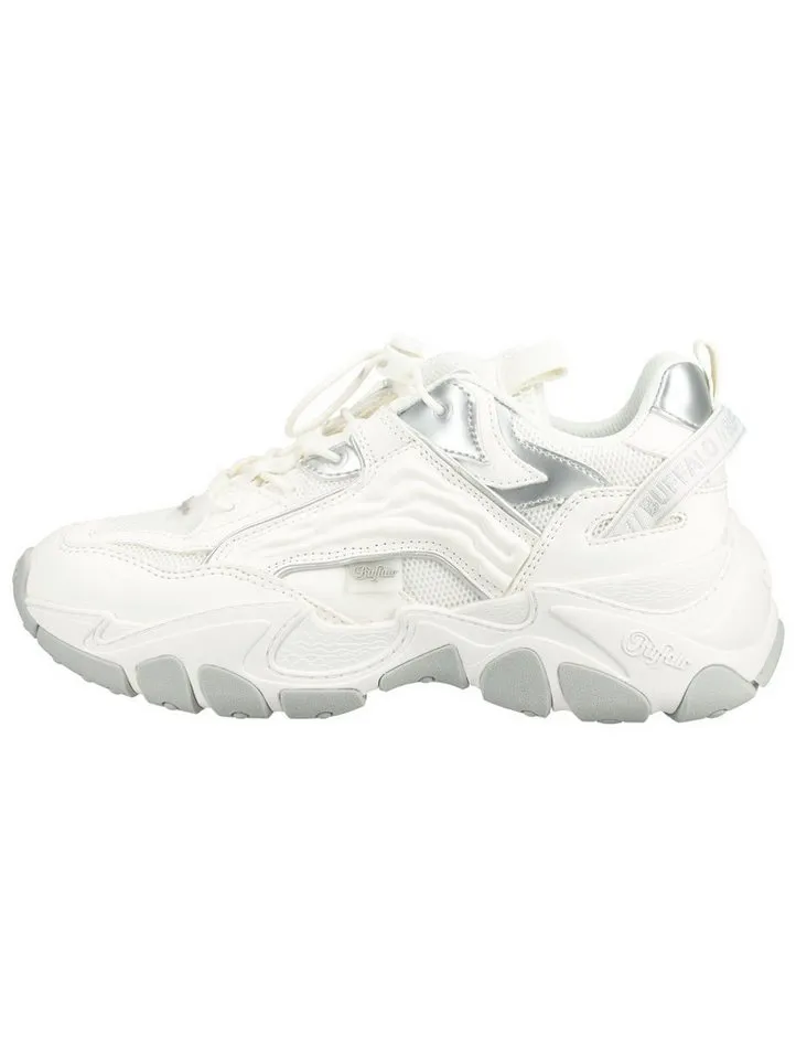 Buffalo Buffalo Sneaker Lederimitat/Textil Sneaker, Silberfarben|weiß, – Produktbild 2 von 5