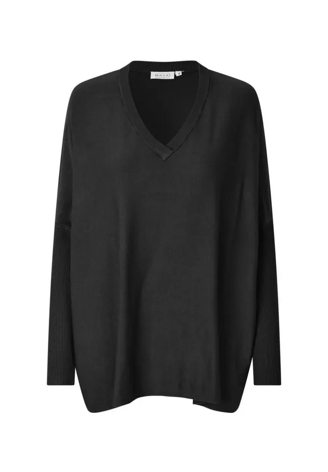 MASAI MASAI Strickpullover MaFronia Luftige Weite, feiner Griff, dezentes Design, Schwarz, – Produktbild 2 von 5
