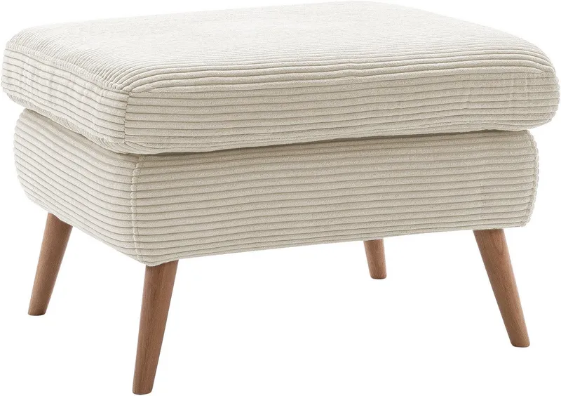 exxpo - sofa fashion Hocker Scandi bequem und elegant mit hohem Holzfuß, bequem und elegant mit hohem Holzfuß, Beige, – Produktbild 2 von 5