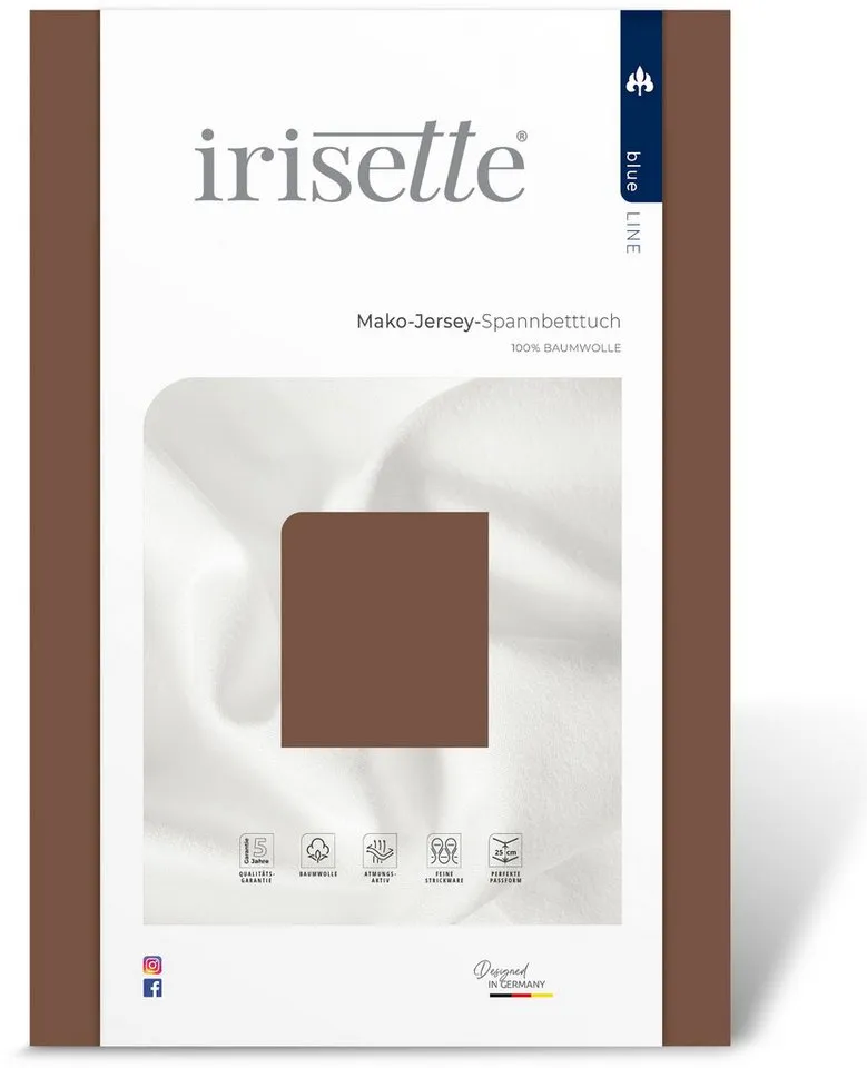 irisette irisette Spannbettlaken Jupiter 8, Mako-Jersey, Gummizug: rundum, (1 Stück), aus Baumwolle, für Matratzen bis 25 cm Höhe, Bettlaken, Spannbetttuch, Beige, – Produktbild 5 von 8