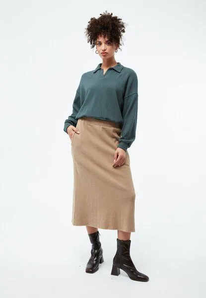 Givn Berlin Givn Berlin Midi Rock GBVELMINA aus recycelter Baumwolle, Beige, – Produktbild 1 von 4