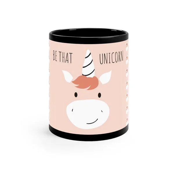 PepMelon Be that unicorn Einhorn Schwarzer Becher, 330 ml 11 oz – Produktbild 1 von 3