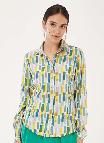 ORGANICATION ORGANICATION Hemdbluse aus TENCEL Lyocell mit Allover-Print, Graphic print, – Produktbild 1 von 4