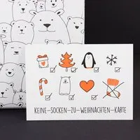 Bow & Hummingbird Bow & Hummingbird Postkarte "Keine-Socken-Karte" – Produktbild 1 von 1