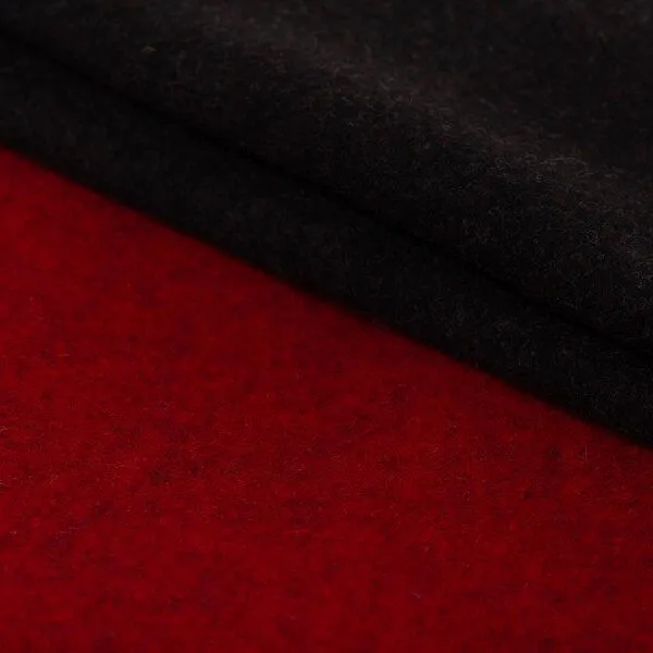 Tuchfabrik Mehler Tuchfabrik Mehler Wollstoff "Flauschloden" doubleface | 100% Schurwolle (89,80 €/m), Rot/schwarz (rot), – Produktbild 3 von 3