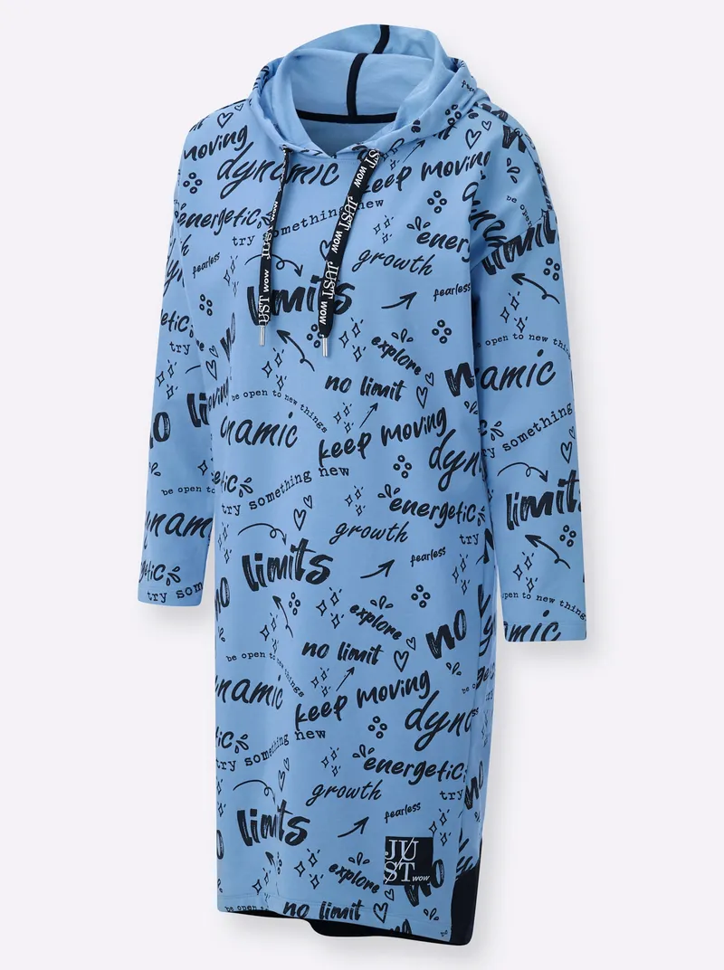 Witt Hoodykleid, Himmelblau-schwarz-bedruckt, – Produktbild 1 von 2