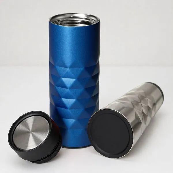 elasto elasto Thermobecher 440 ml aus Edelstahl - doppelwandiger Kaffeebecher to go - auslaufsicherer Isolierbecher, Blau, – Produktbild 2 von 4