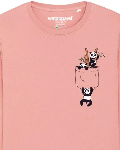 watapparel watapparel Sweatshirt Unisex Pocket Pandas, Canyon pink, – Produktbild 3 von 4