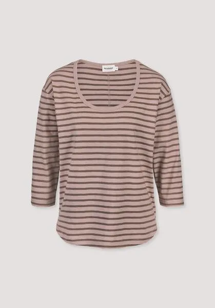 hessnatur hessnatur Light Slub Streifen Longsleeve Relaxed aus reiner Bio-Baumwolle, Rosé, – Produktbild 5 von 5