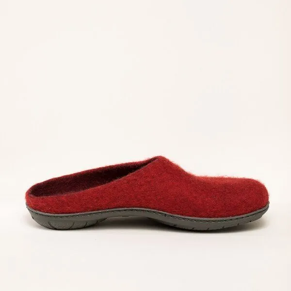 Magicfelt Magicfelt Filz-Hausschuh 736 aus 100% Merino-Wolle Pantoffel für Damen & Herren mit Gummi-Sohle, Mittel-rot, – Produktbild 3 von 4