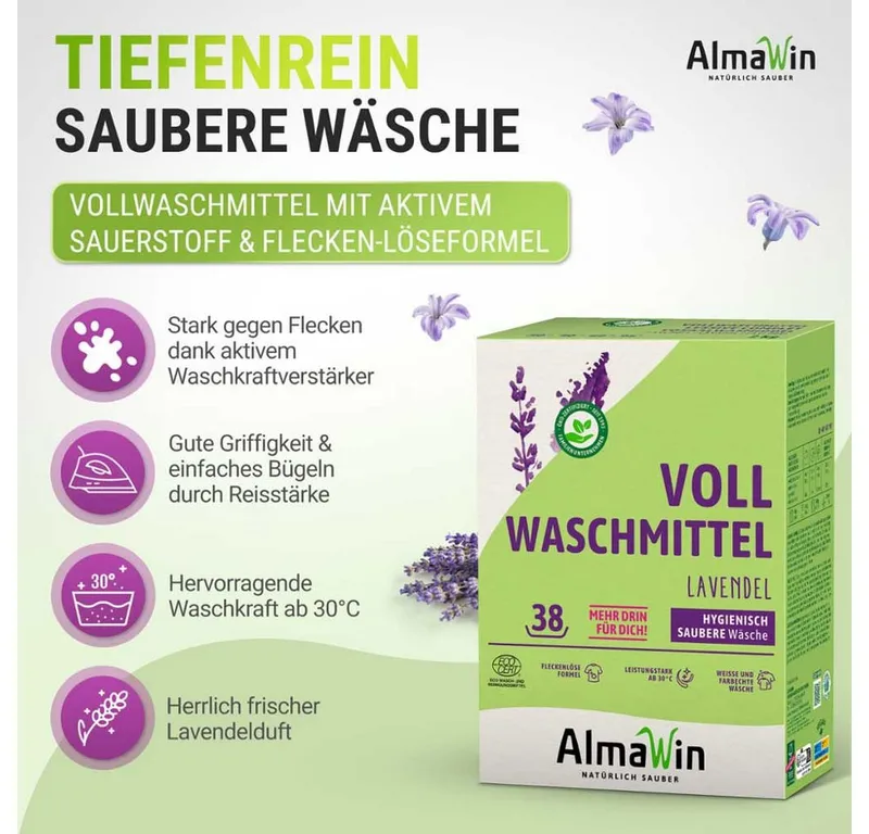 AlmaWin AlmaWin Vollwaschmittel - Pulver 2Kg Vollwaschmittel – Produktbild 3 von 4