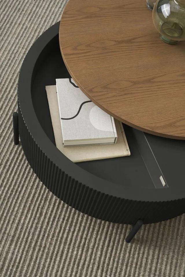 SCHÖNER WOHNEN-Kollektion Couchtisch HEROY (1-St), 80 cm, Tischplatte drehbar mit Stauraum, Braun, – Produktbild 5 von 8