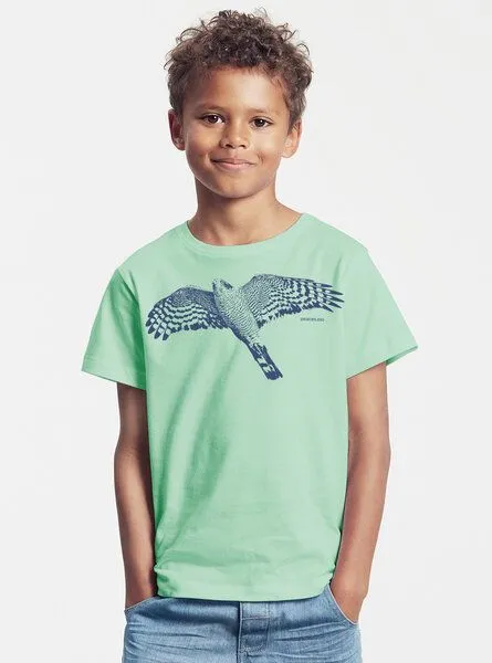 Peaces.bio - handbedruckte Biomode Peaces.bio - handbedruckte Biomode Bio-Kinder T-Shirt Sperber, Mint, – Produktbild 2 von 2