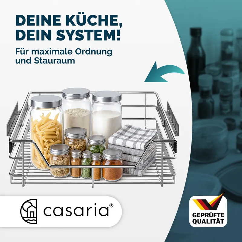 Casaria® Teleskopschublade 2er-Set 40cm Schrankbreite Außenmaß, Silber, – Produktbild 2 von 2
