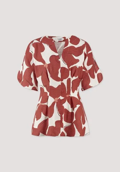 hessnatur hessnatur Print Bluse Relaxed aus reinem Leinen, Terrakotta, – Produktbild 4 von 4
