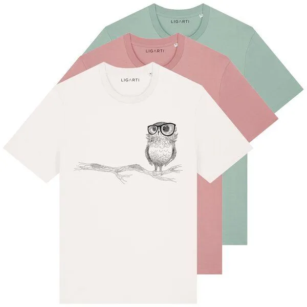 LIGARTI LIGARTI T-shirt - Brilleneule, Altrosa, – Produktbild 2 von 4
