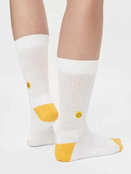 Natural Vibes Natural Vibes Crew Socken Bio GOTS | Tennissocken | Lucky Socken | Smiley Socken | Herren Damen Socken, Gelb, – Produktbild 1 von 3