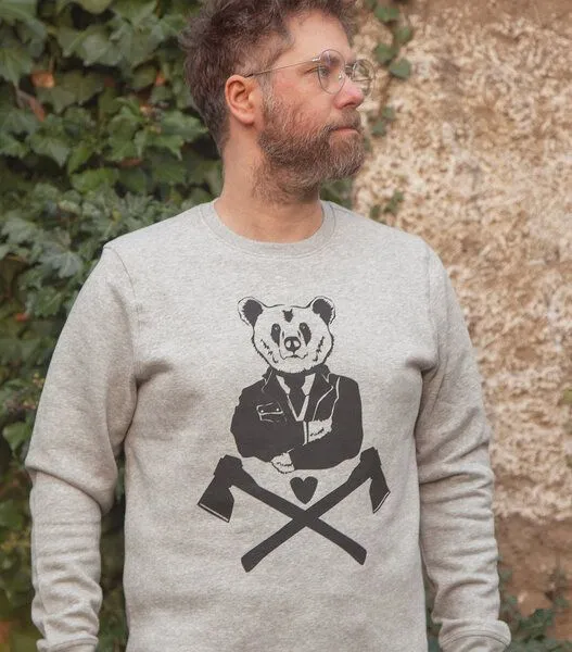 päfjes päfjes Bruno Bär - Fair Wear Unisex Sweater - Heather Grey, Grau, – Produktbild 2 von 3