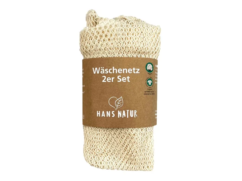 HANS NATUR Wäschenetz aus Bio-Baumwolle 2er-Set natur Maße 32 x 45 cm und 27 x 35 cm, Natur, – Produktbild 1 von 2