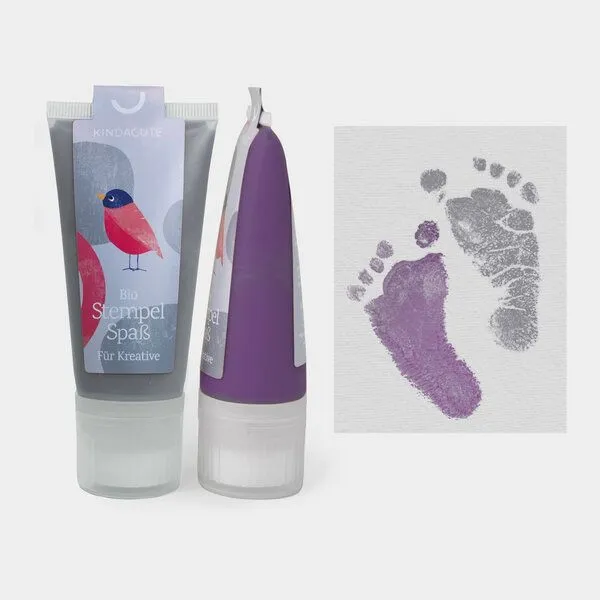 KINDACUTE KINDACUTE Bio Stempelspaß für Babys & Kids 2Choose, Vintage (grau & lila), – Produktbild 1 von 4