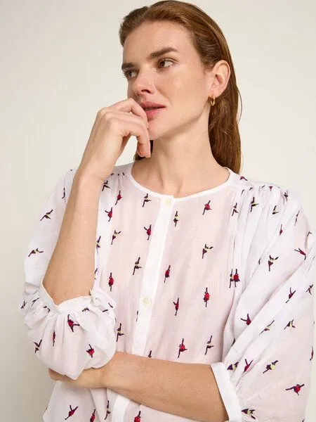 LANIUS LANIUS Blusenshirt (OCS) mit Stickerei aus Bio-Baumwolle, Off white, – Produktbild 3 von 4