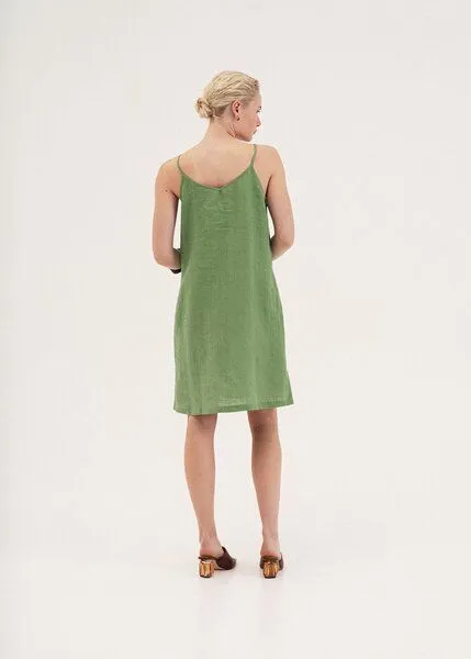 AmourLinen AmourLinen Slipdress aus Leinen ZOE, Matcha grün, – Produktbild 2 von 4