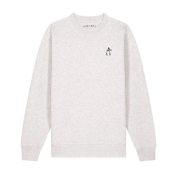LIGARTI Bestickter Pullover – Heidi der Nymphensittich – LIGARTI Tiermanufaktur, Hellgrau, – Produktbild 1 von 3
