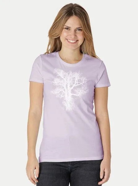 Peaces.bio - handbedruckte Biomode Peaces.bio - handbedruckte Biomode Damen Biobaumwoll T-Shirt Chestnut, Lila, – Produktbild 2 von 3