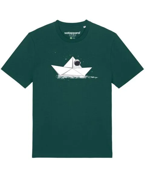 watapparel watapparel T-Shirt Astronaut in paper boat, Glazed green, – Produktbild 1 von 4
