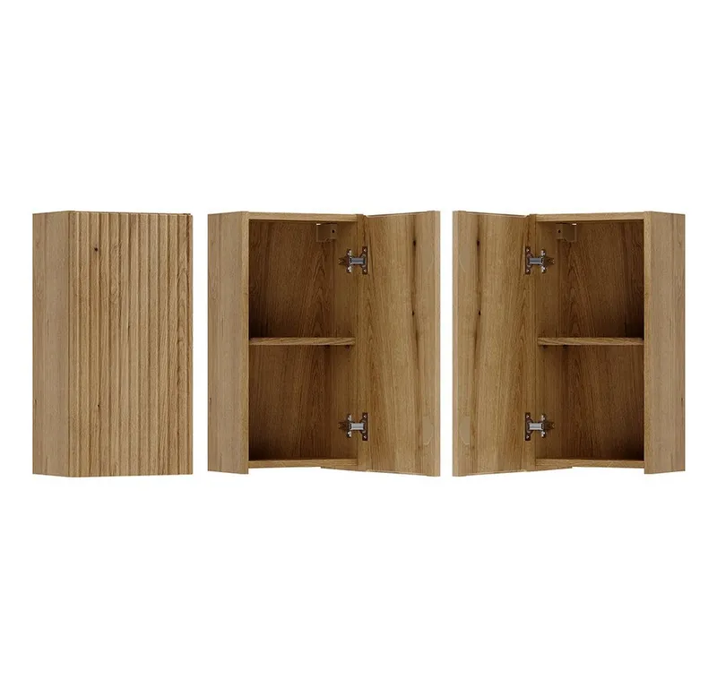 Lomadox Hängeschrank NEWPORT-56-EVOKE 30 cm breit mit 1 Tür, Eiche mit gerillter Front, Braun, – Produktbild 1 von 5