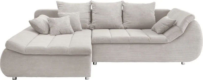 Home affaire Ecksofa Imola, bequem, aktuelle Steppung im Sitz, L-Form, Breite 270cm, wahlweise mit Bettfunktion, Silberfarben, – Produktbild 2 von 5