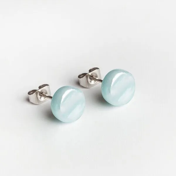 ALEXASCHA ALEXASCHA Kleine Glas Ohrstecker Rund, Himmelblau, – Produktbild 1 von 4