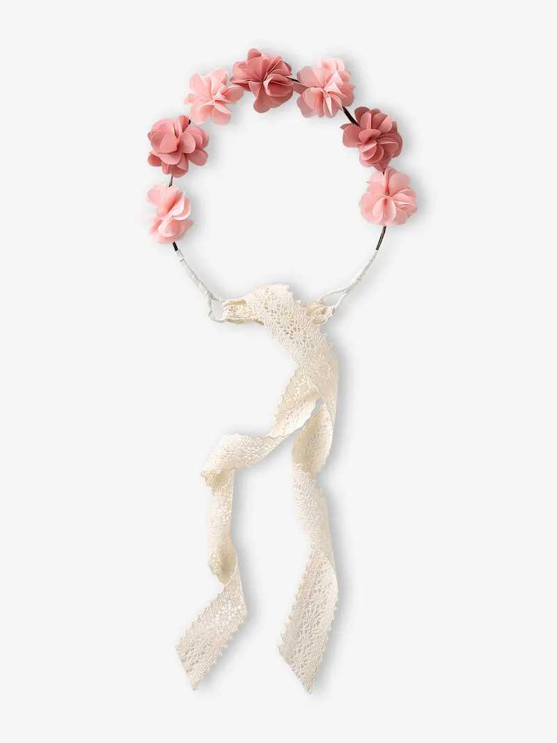 Vertbaudet Blumenkranz für Mädchen, Zartrosa/wollweiß, – Produktbild 3 von 4