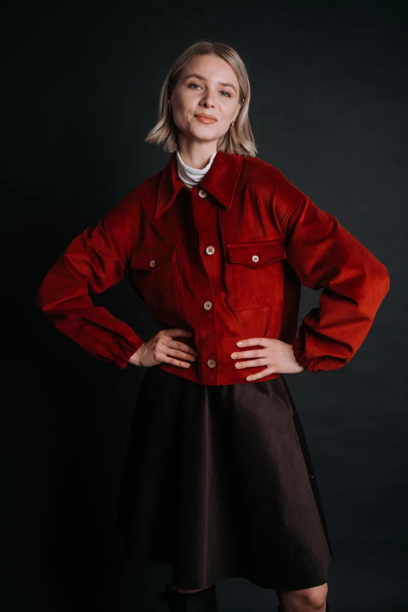 De IONESCU De IONESCU Damen vegan Jacke Corduroy Sibiel, Rot, – Produktbild 1 von 2