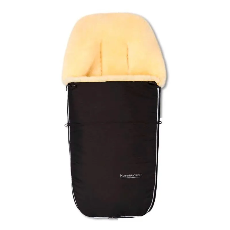 Hofbrucker Hofbrucker Fußsack Kinderwagen Lammfell Polaris Maße: 105 x 40 x 10 cm, Schwarz, – Produktbild 1 von 4
