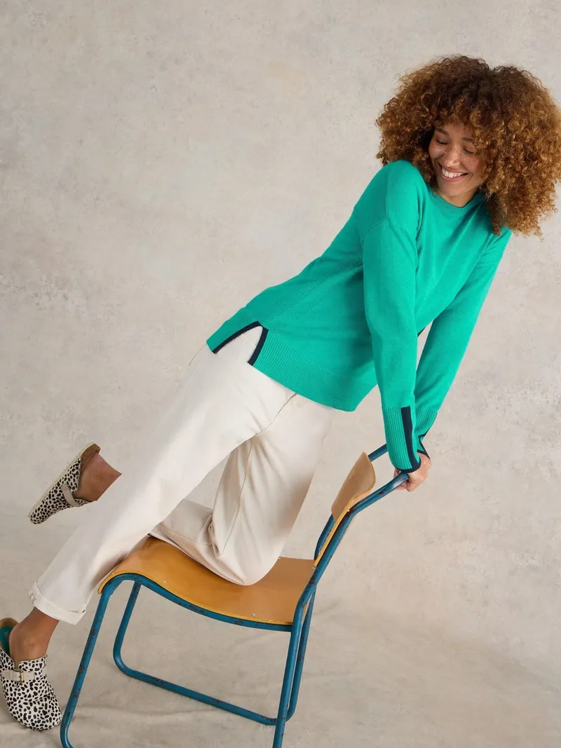 White Stuff Pullover Olive - 34, Leuchtend blaugrün, – Produktbild 1 von 4