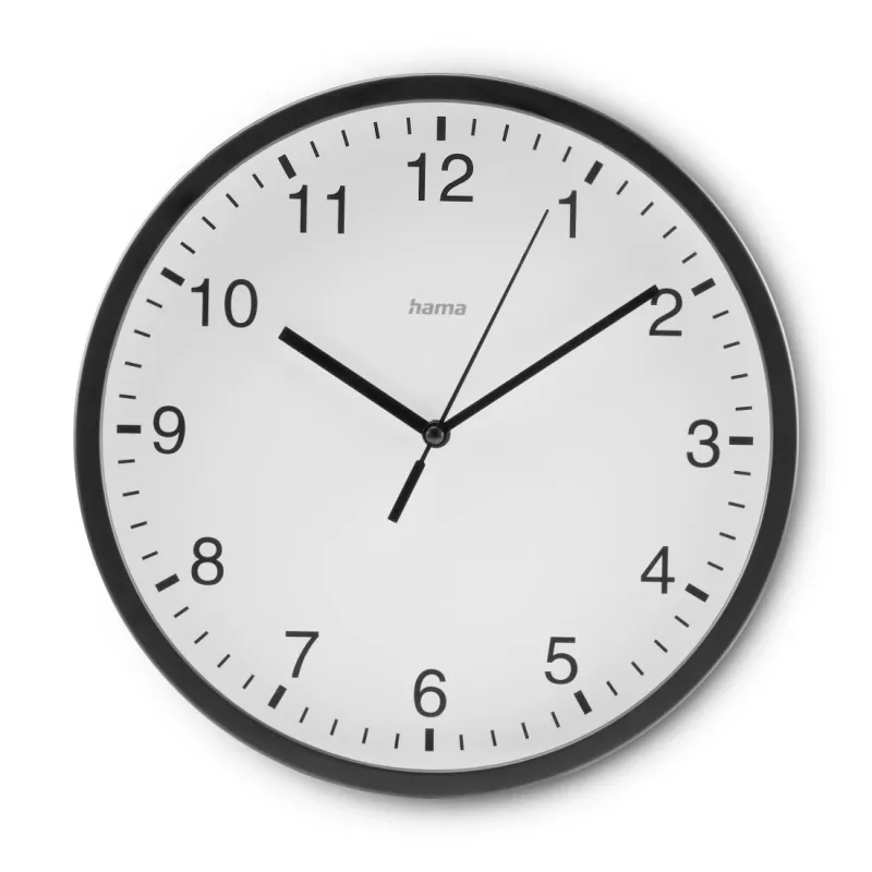 Hama Hama Wanduhr "Elba", Ø 25 cm, ohne Ticken, Schwarz – Produktbild 1 von 6