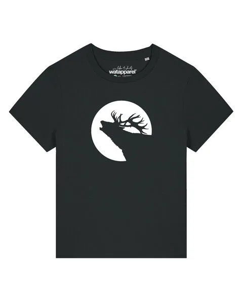 watapparel watapparel T-Shirt Frauen Röhrender Hirsch, Black, – Produktbild 1 von 2