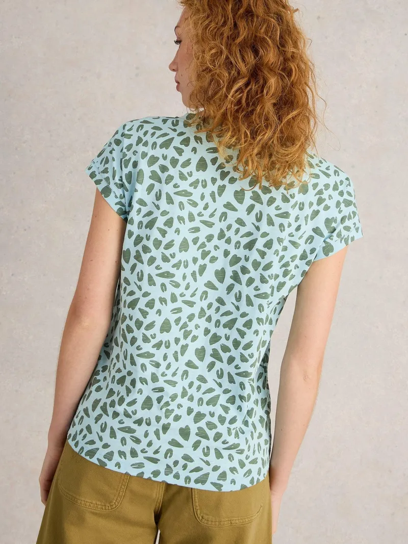 White Stuff Nelly T-Shirt mit Keilausschnitt - 34, Blau print, – Produktbild 4 von 4