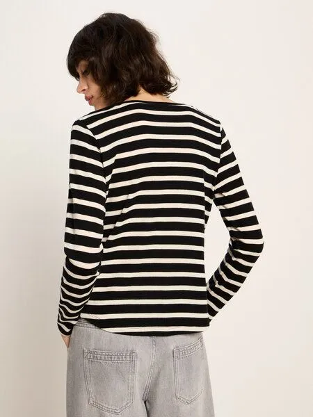 LANIUS LANIUS Langarmshirt, Black-off white, – Produktbild 3 von 4