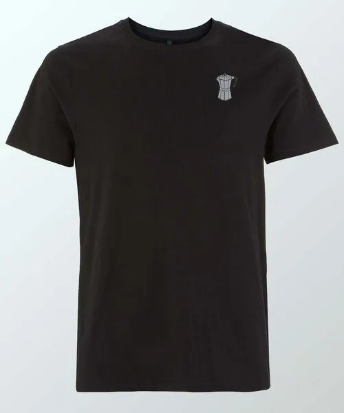 Coffee Fashion Coffee Fashion Espressokocher | Besticktes Organic Baumwoll T-Shirt, Schwarz, – Produktbild 1 von 4