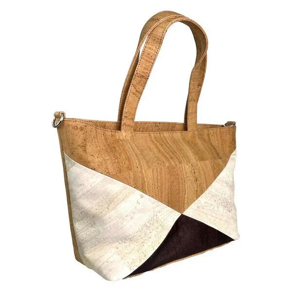 Kork-Deko Kork-Deko Kork-Handtasche beige-braun-weiß (Shopper) – Produktbild 6 von 6
