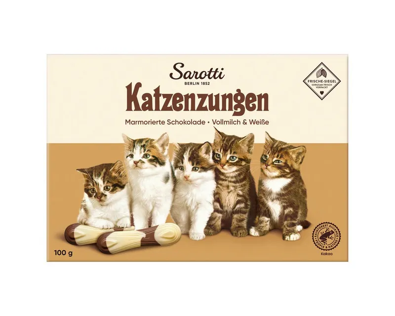 Sarotti Sarotti Schokolade, Sarotti Katzenzungen Weiße und Vollmilchschokolade marmoriert 100g – Produktbild 1 von 2