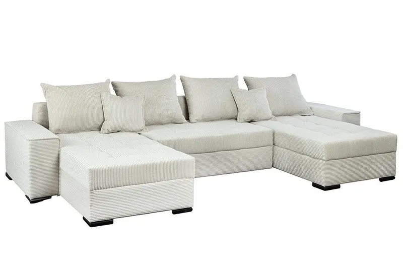 riess-ambiente Wohnlandschaft LODGE 315 cm champagner – Cord, Schlaffunktion, FSC-zertifiziert, Set 1 Teile, XXL-Sofa in U-Form mit Bettkasten & Federkern – ideal fürs Wohnzimmer, Beige, – Produktbild 2 von 5