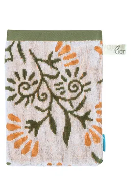 Tranquillo Waschhandschuh FLORAL (Bio-Baumwolle) - grün – Produktbild 1 von 1