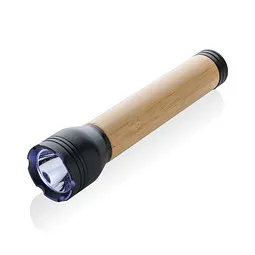 XD Collection Lucid 5W Taschenlampe aus RCS recyceltem Kunststoff & Bambus, schwarz, braun, Schwarz / braun, – Produktbild 1 von 1